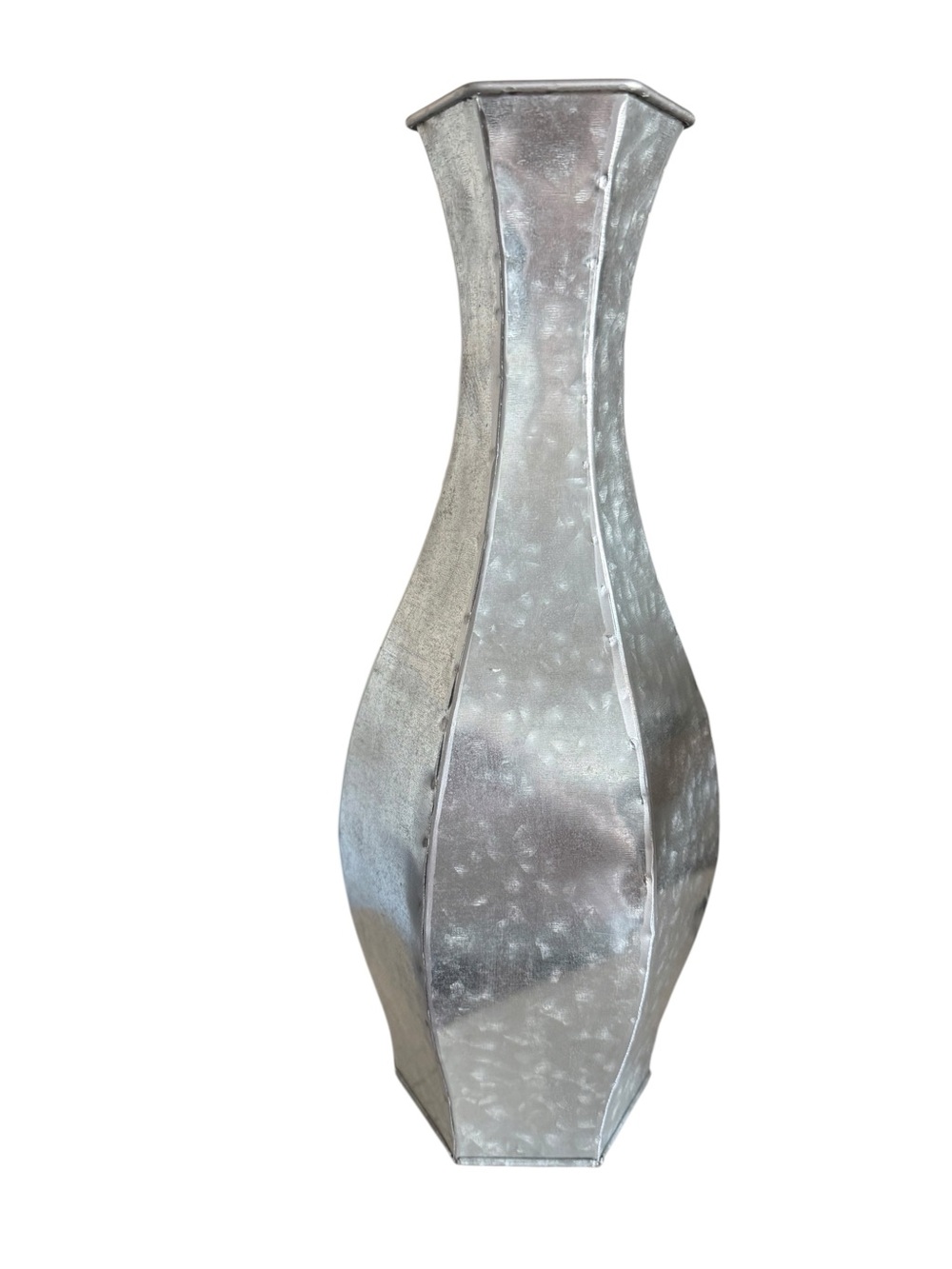 Galvanized Silver Metal Floor Vase - Home Accents
